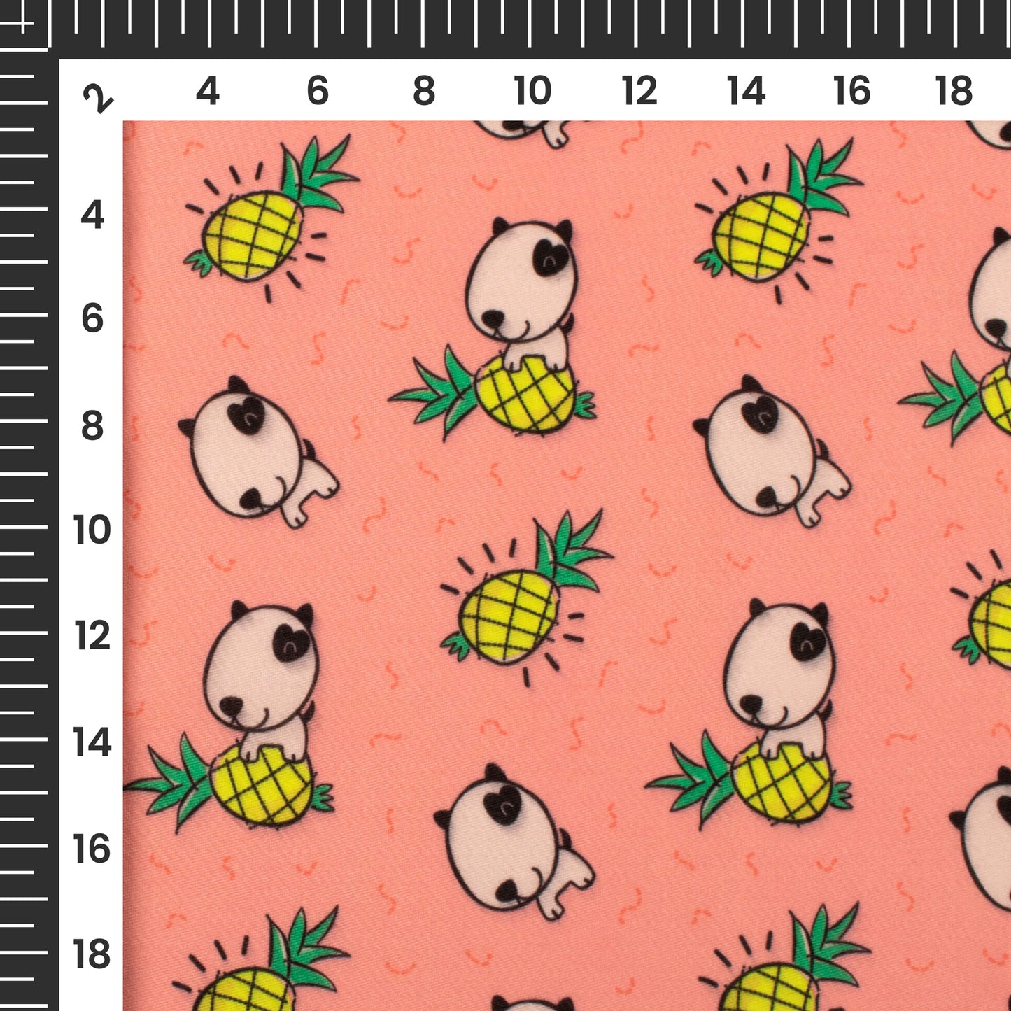 Cute Pineapple Kids Print Poly Glazed Cotton Fabric