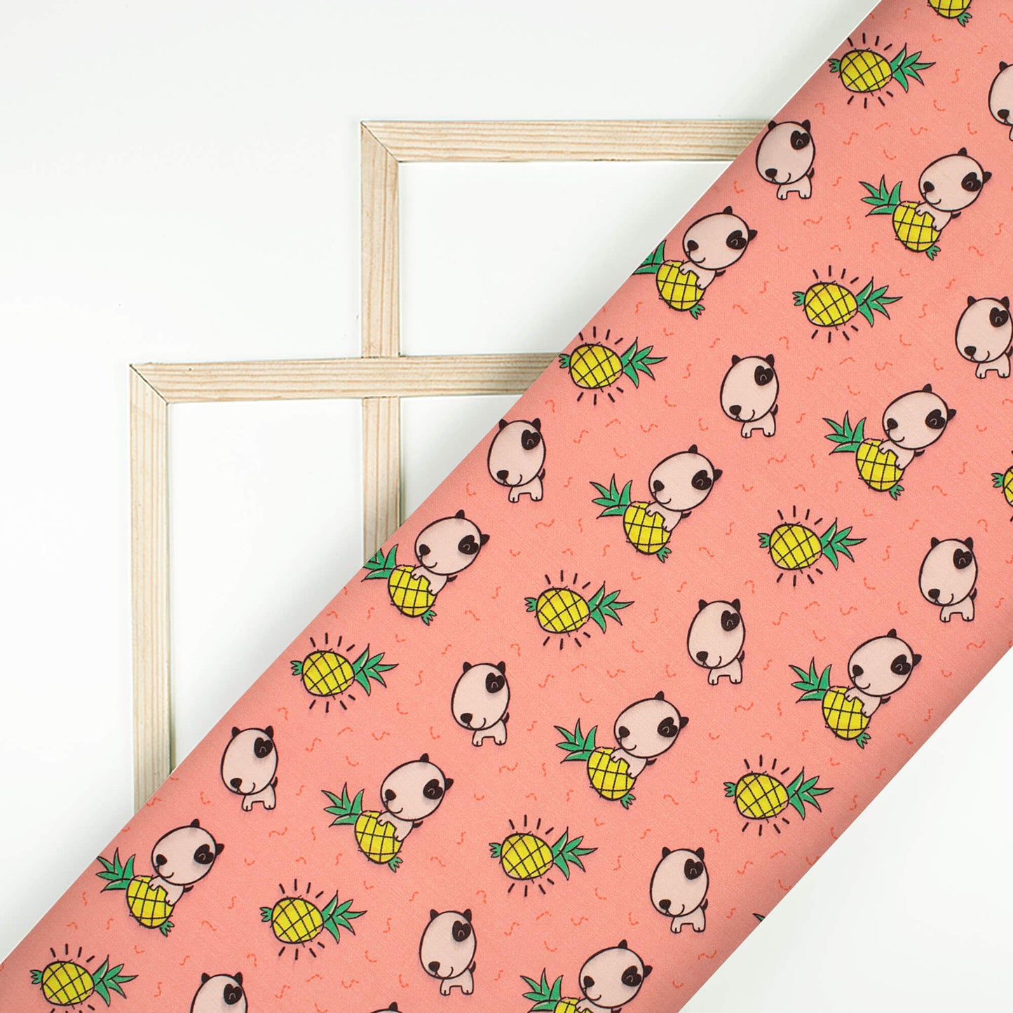 Cute Pineapple Kids Print Poly Glazed Cotton Fabric