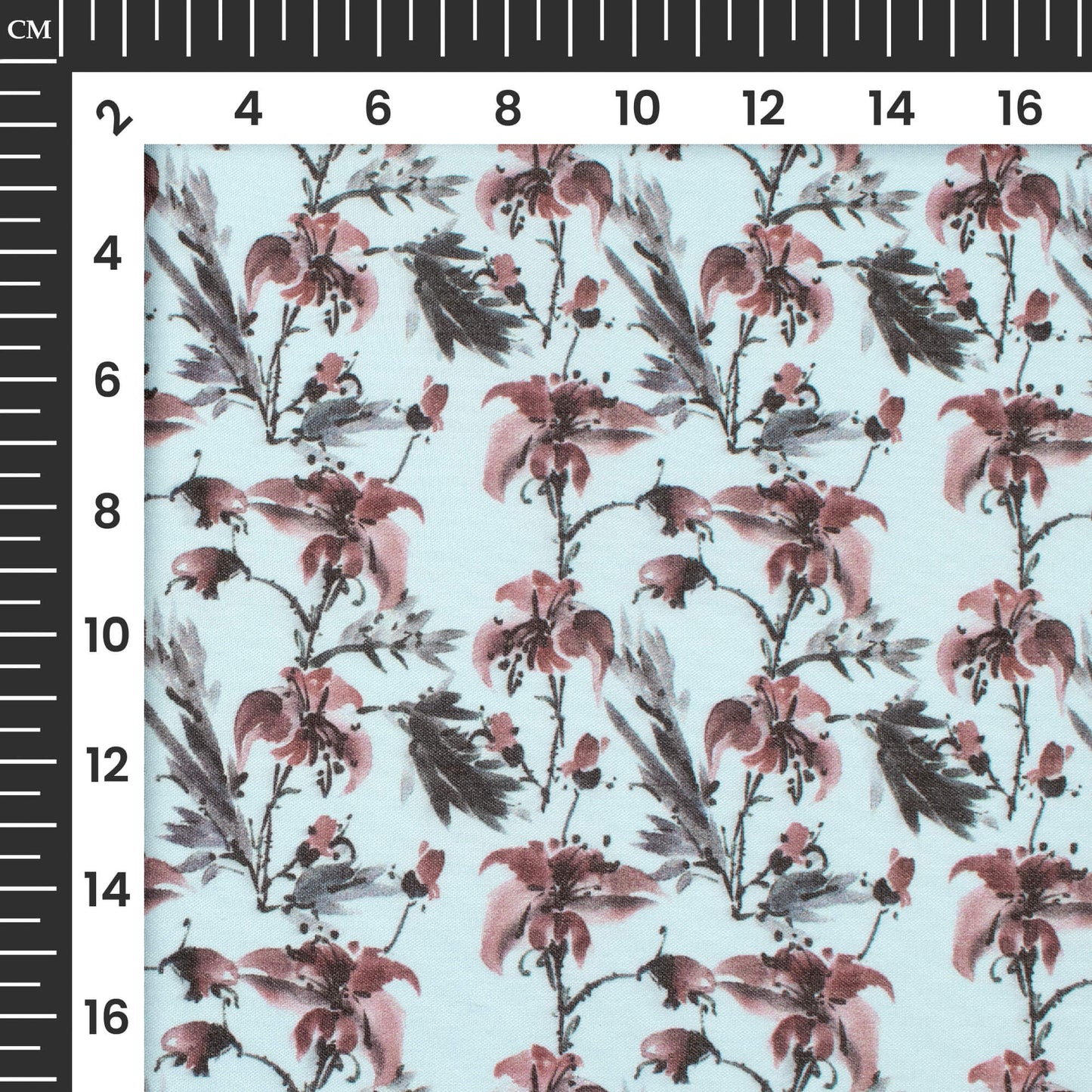 Blue And Dusty Red Floral Printed Exclusive Shirting Fabric