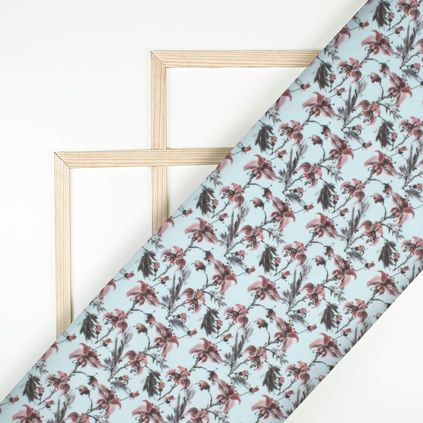 Blue And Dusty Red Floral Printed Exclusive Shirting Fabric