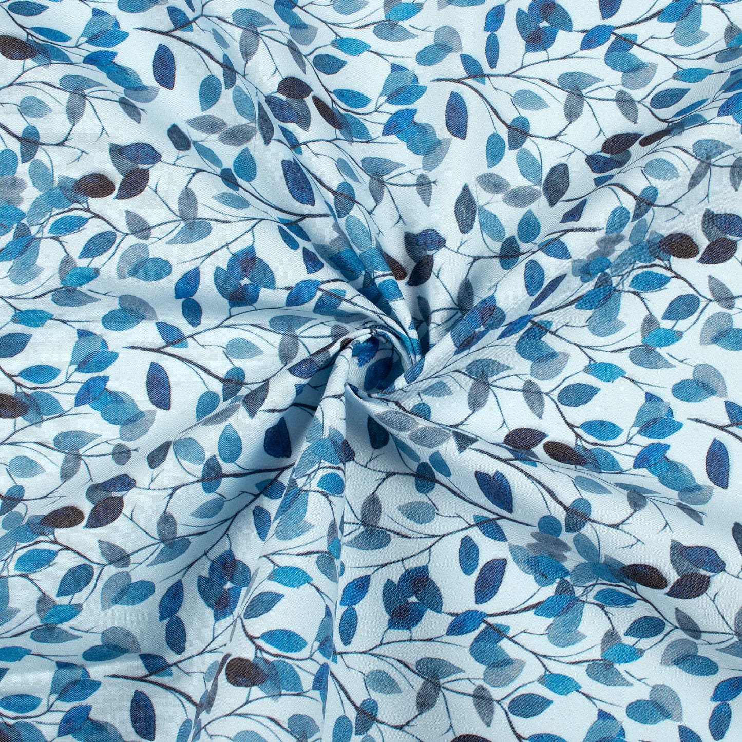 Blue Leaf Printed Exclusive Shirting Fabric