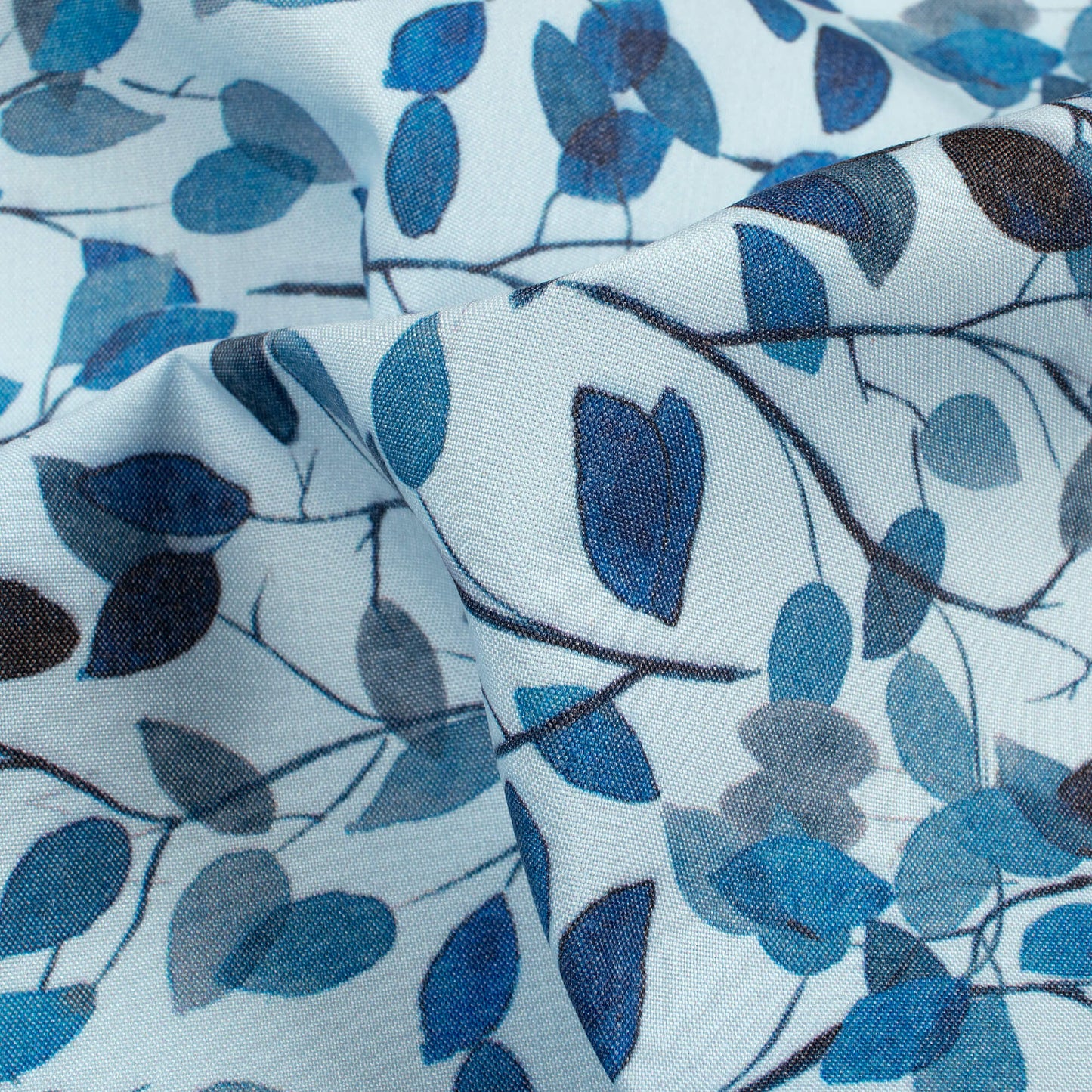 Blue Leaf Printed Exclusive Shirting Fabric