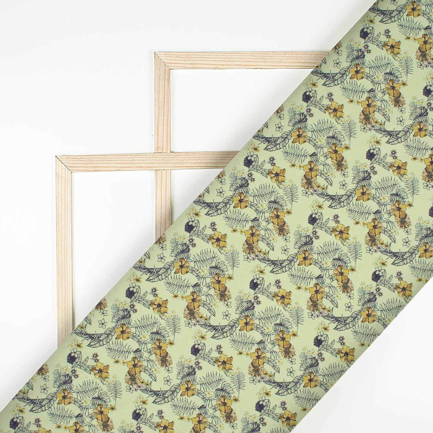 Laurel Green Floral Printed Exclusive Shirting Fabric