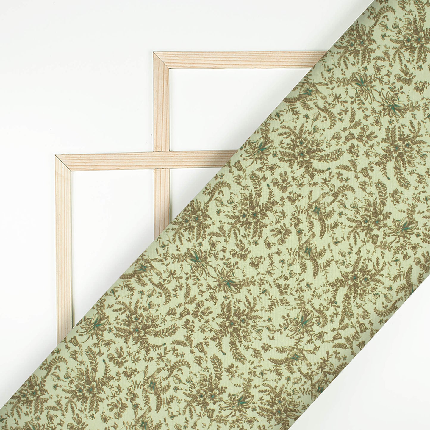 Laurel Green And Brown Floral Printed Exclusive Shirting Fabric