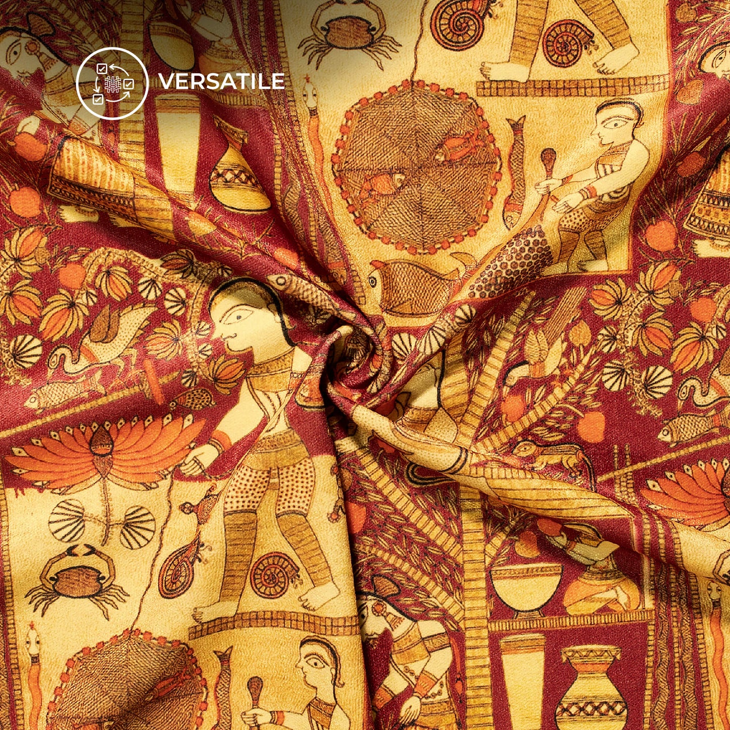 Maroon Madhuvanii Digital Print Premium Velvet Fabric