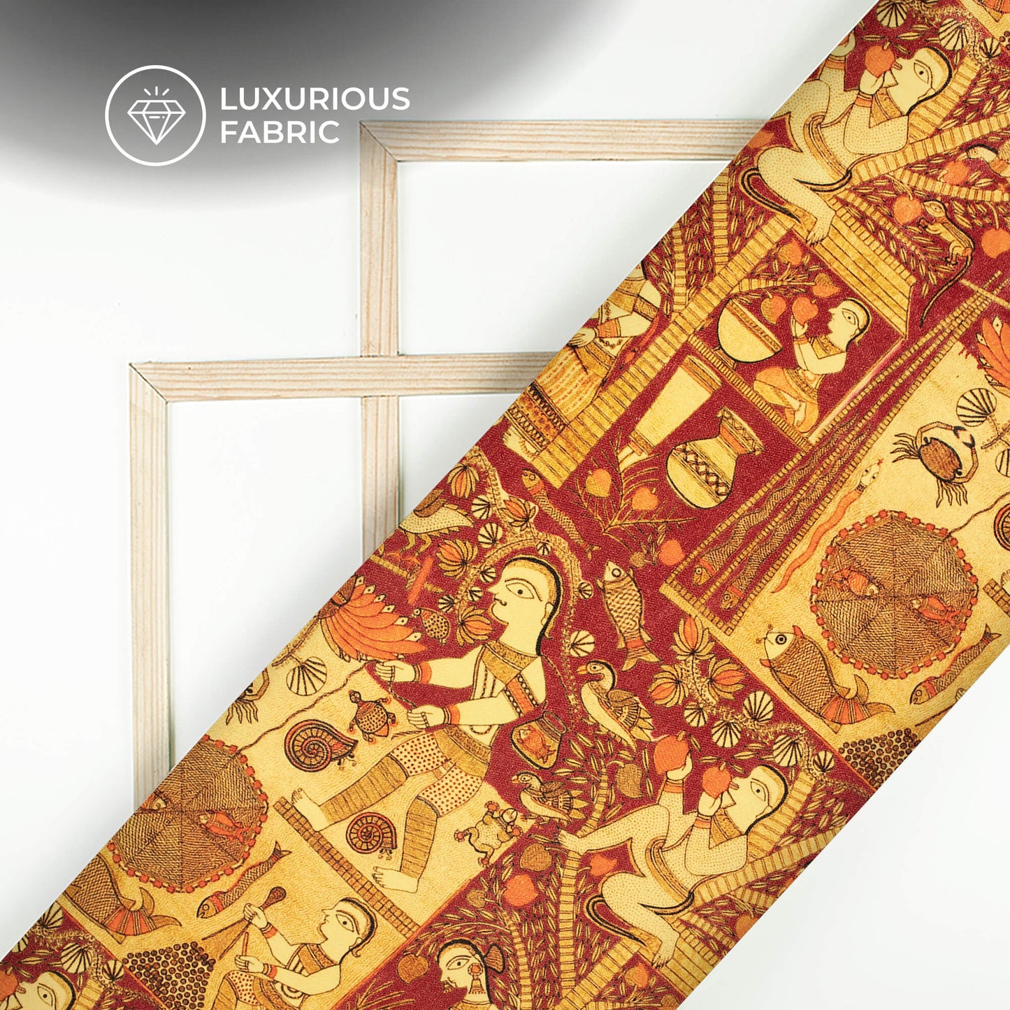 Maroon Madhuvanii Digital Print Premium Velvet Fabric