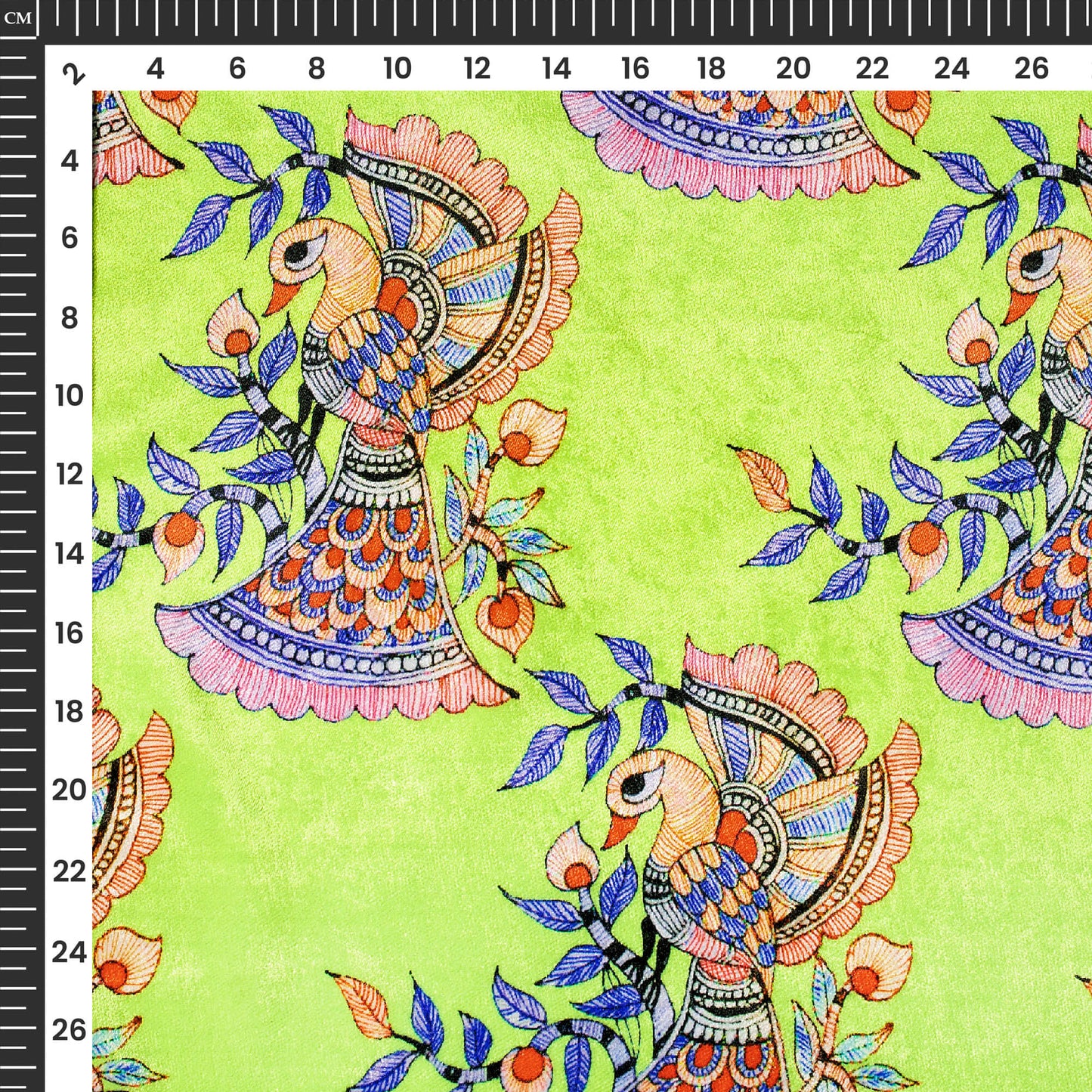 Pear Green Madhuvanii Digital Print Premium Velvet Fabric