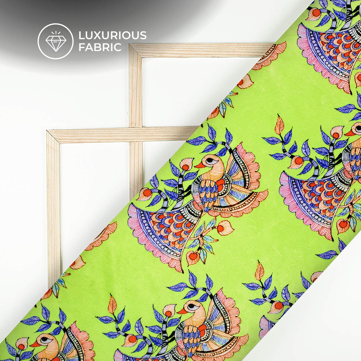 Pear Green Madhuvanii Digital Print Premium Velvet Fabric