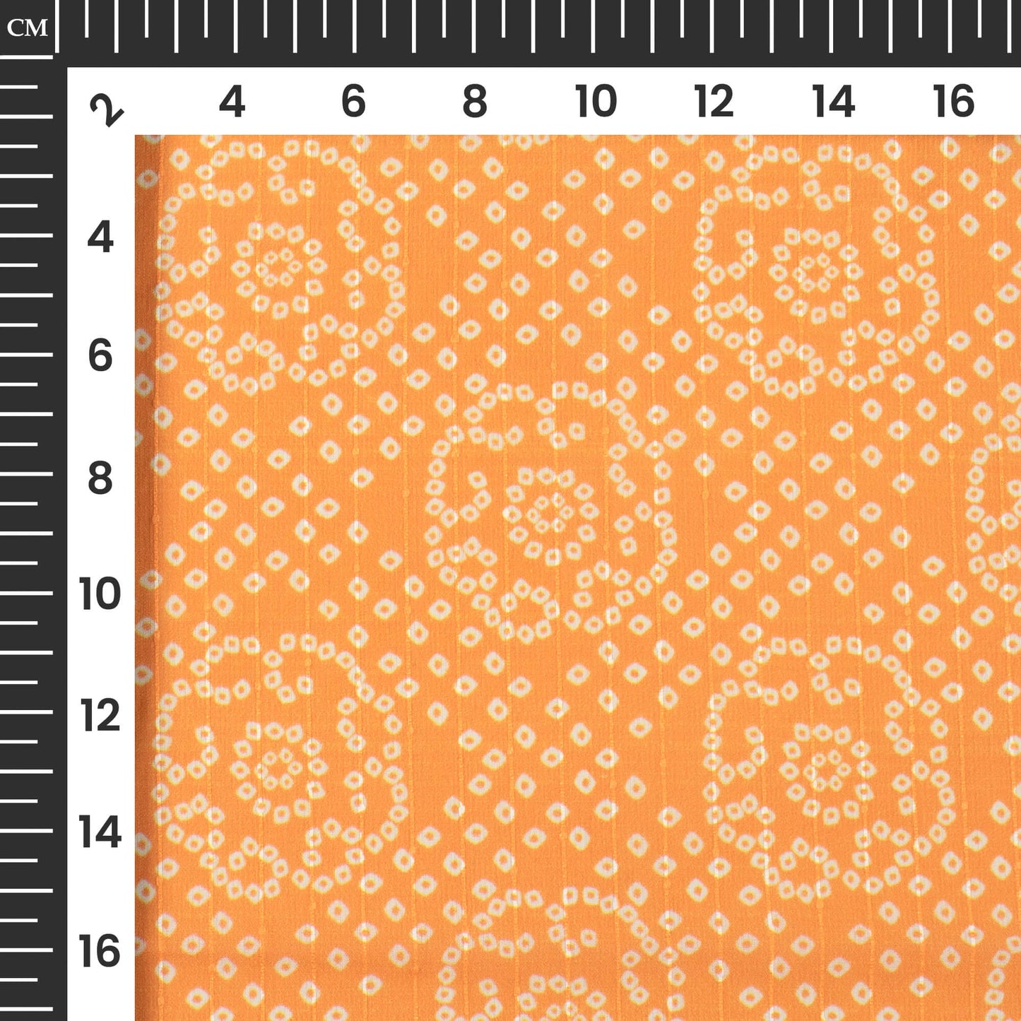Apricot Orange Bandhanii Digital Print Chiffon Sparkle Fabric