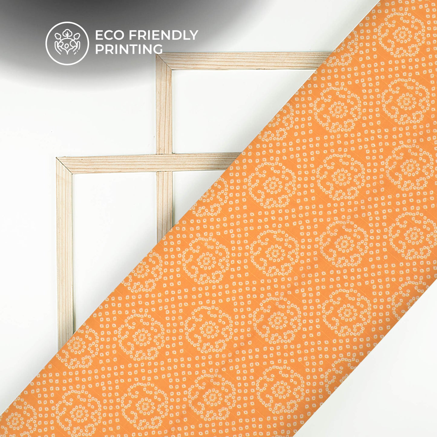 Apricot Orange Bandhanii Digital Print Chiffon Sparkle Fabric