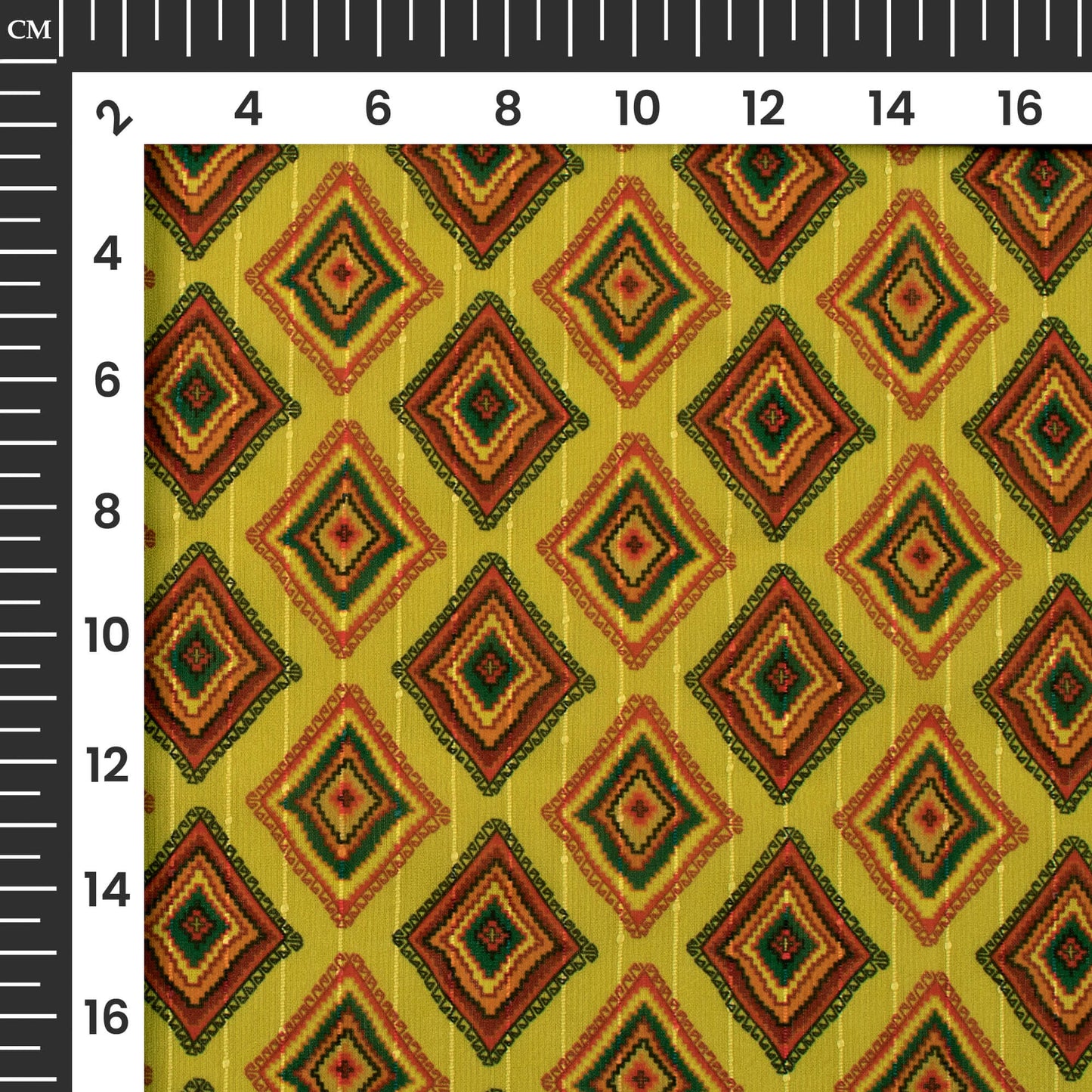 Lime Green Bandhanii Digital Print Chiffon Sparkle Fabric