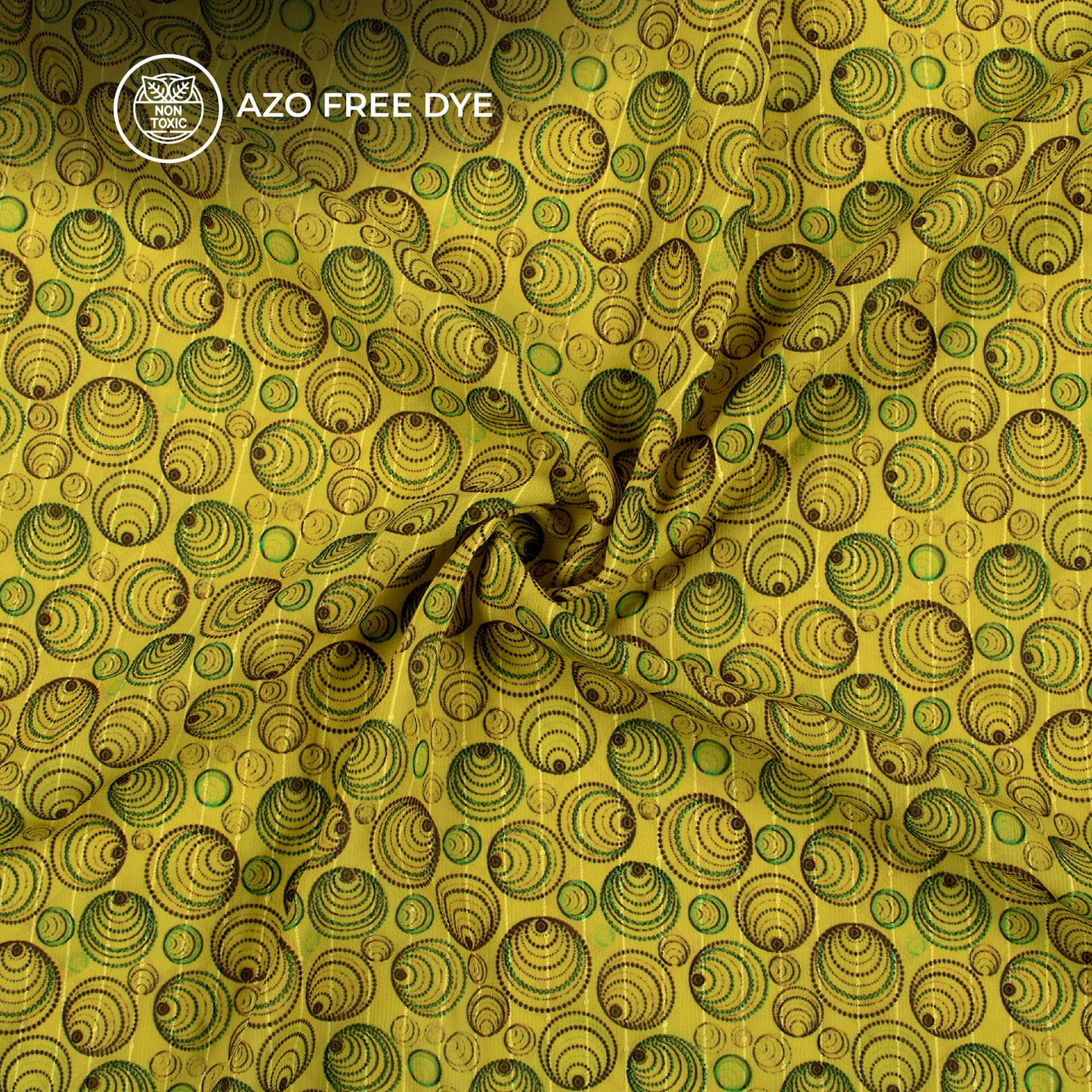 Lime Green Abstract Digital Print Chiffon Sparkle Fabric