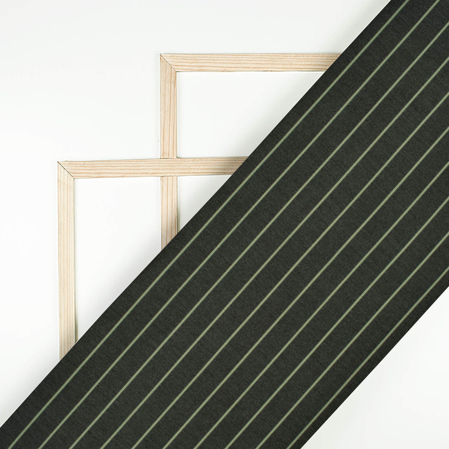 Black And Green Stripes Printed Luxury Suiting Fabric