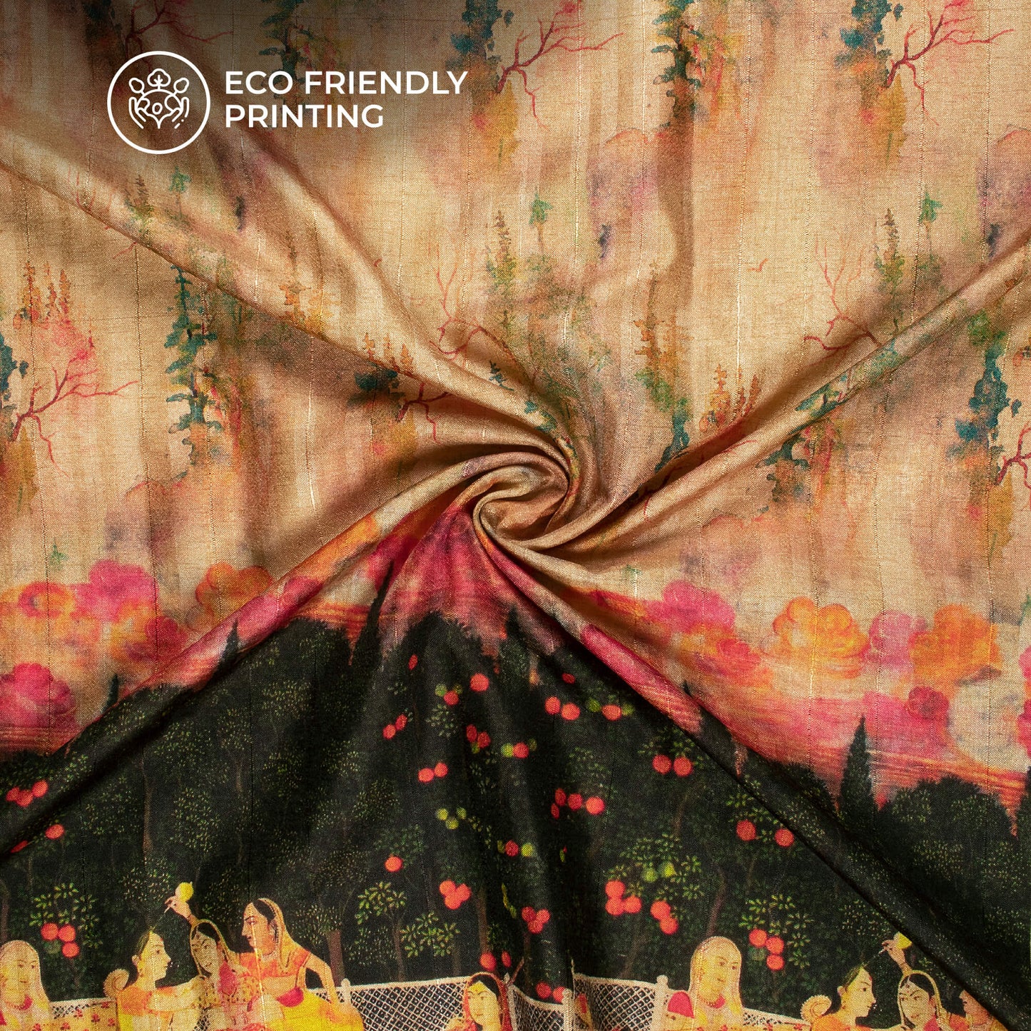 Traditional Art Madhuvanii Printed Art Tusser Silk Fabric