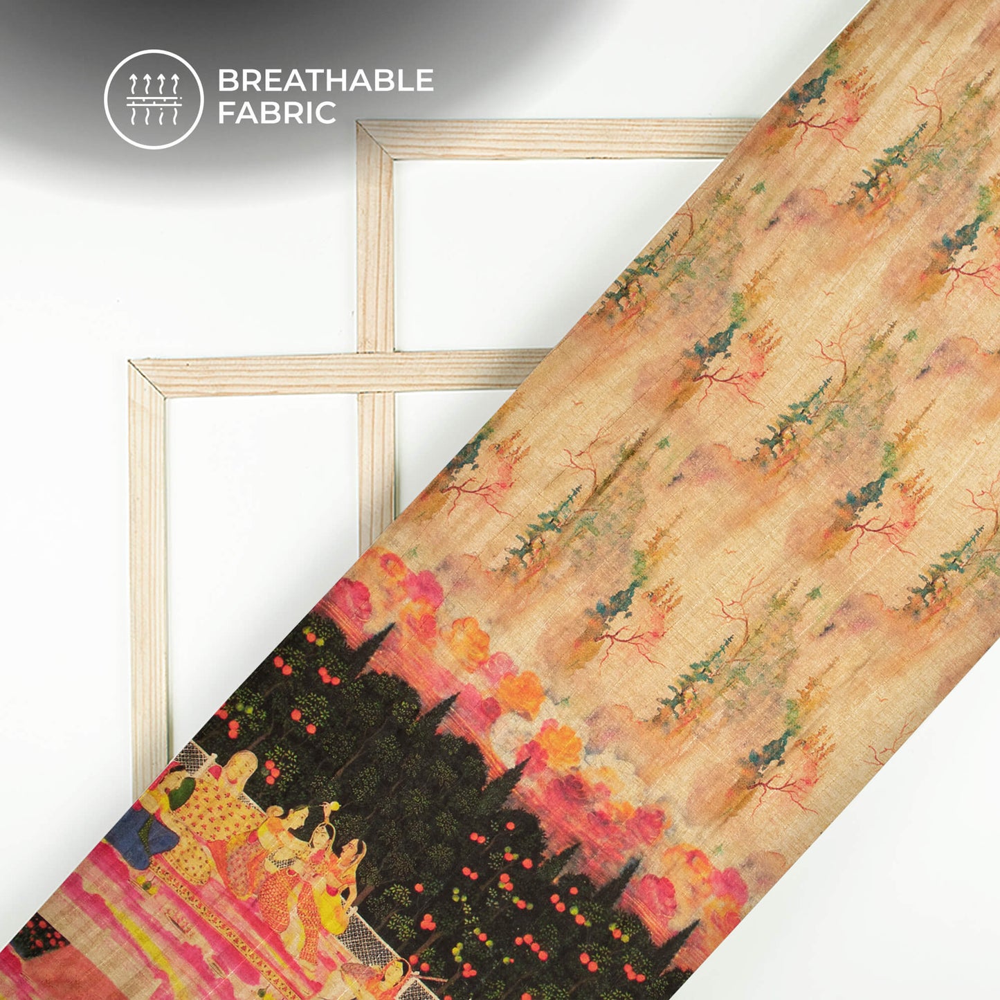 Traditional Art Madhuvanii Printed Art Tusser Silk Fabric
