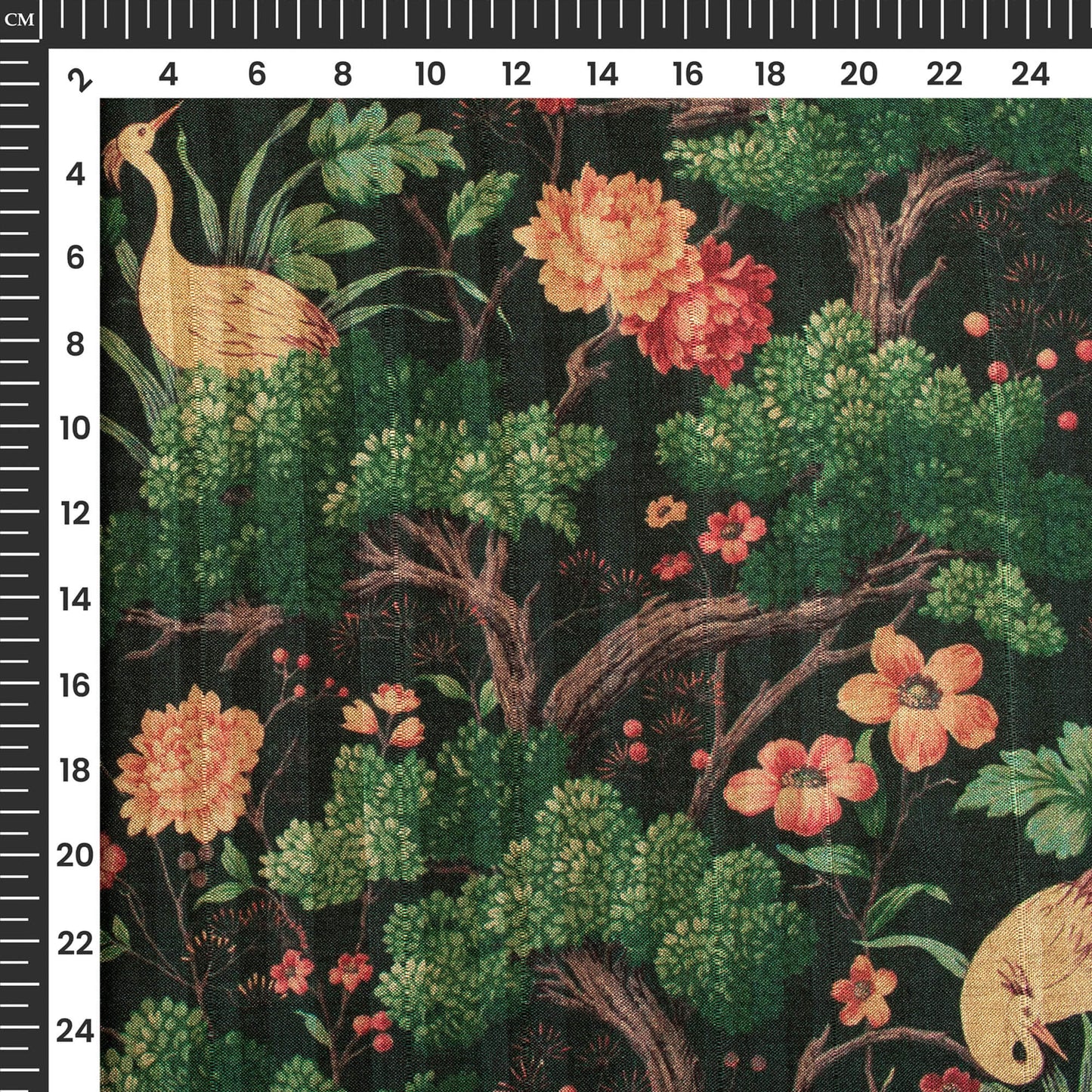 Forest Green Madhuvanii Printed Art Tusser Silk Fabric