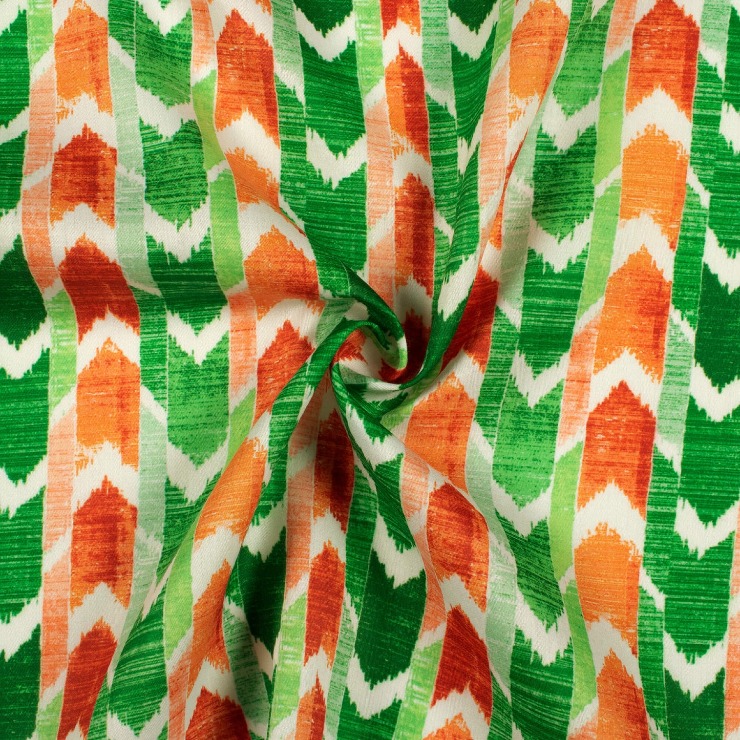 Tri-Color Abstract Printed Poly Glazed Cotton Fabric