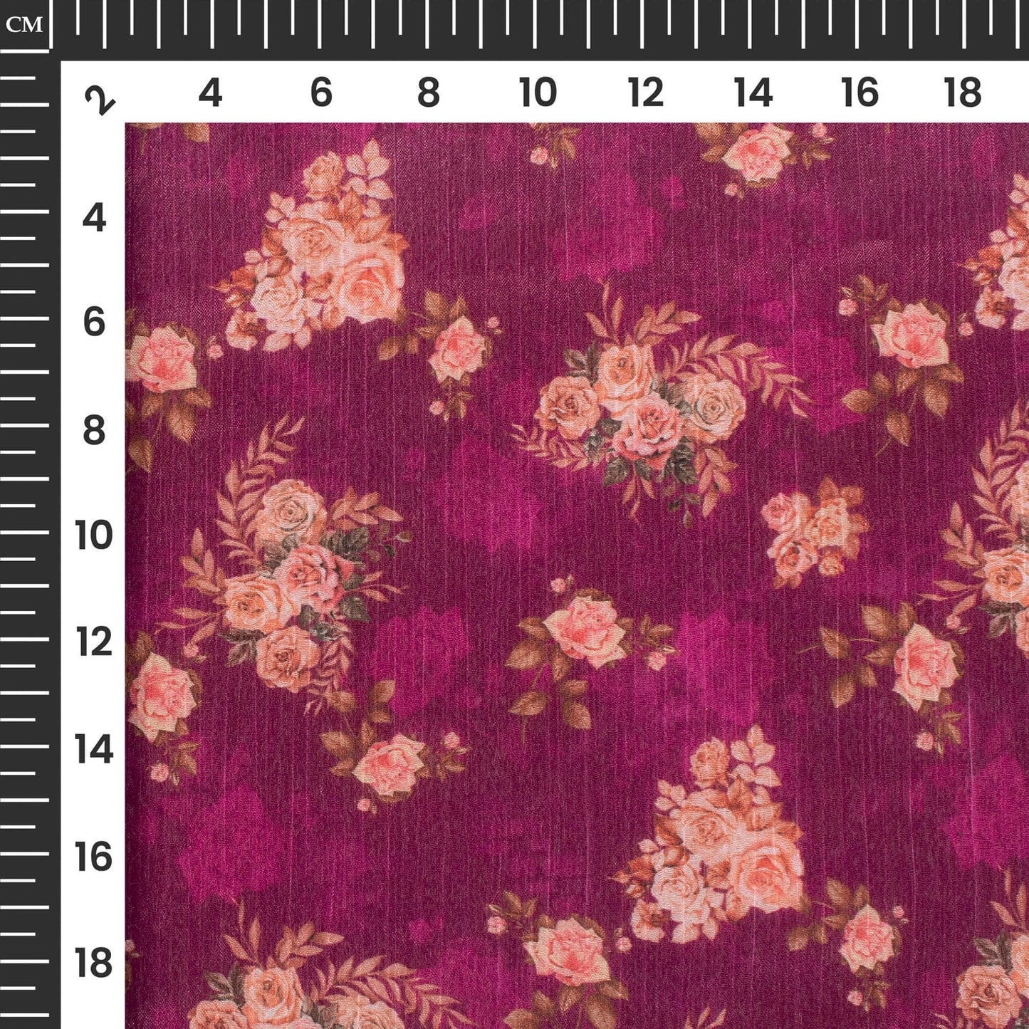 Mulberry Purple And Rose Pink Floral Pattern Digital Print Poly Chinnon Chiffon Fabric