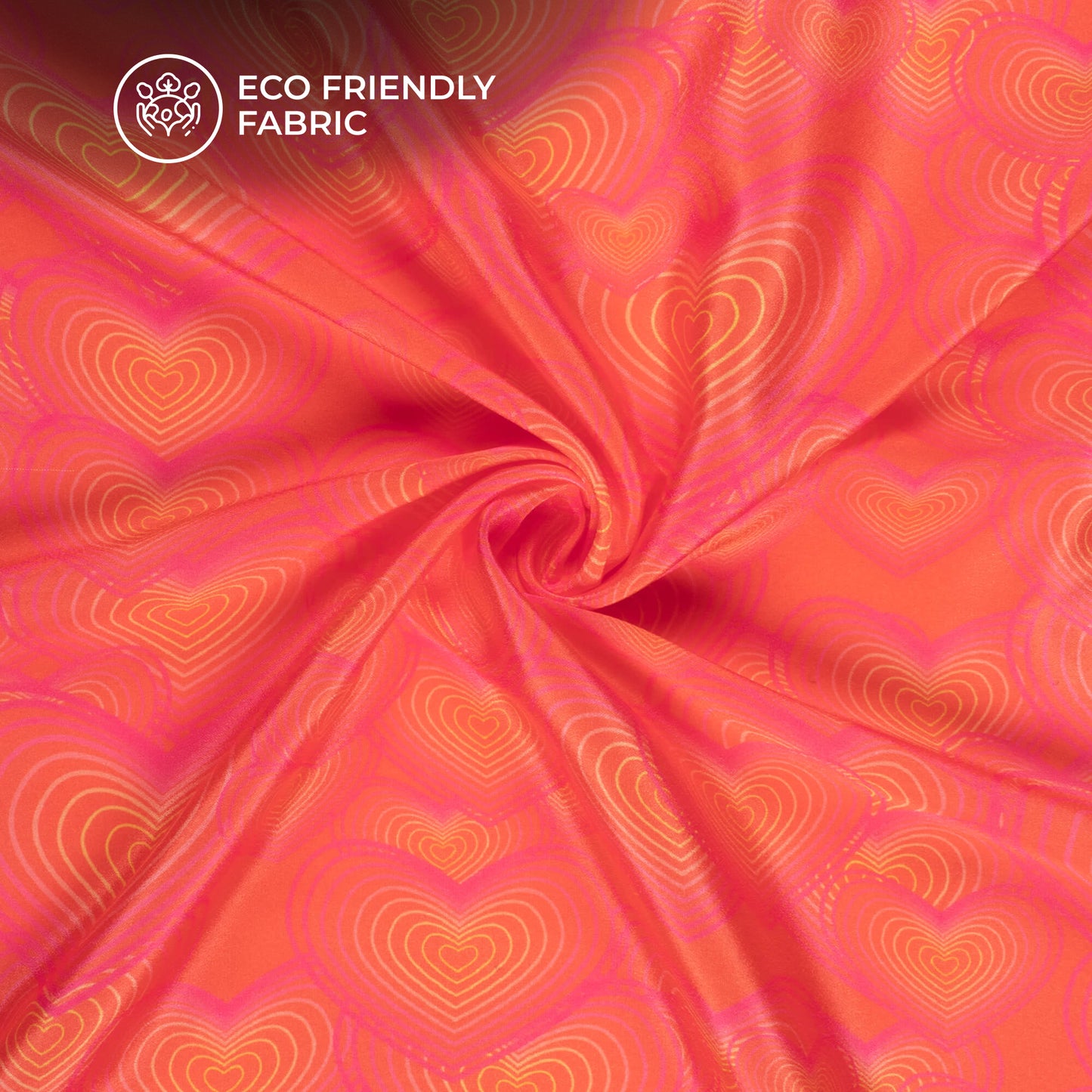Geometric Heart Printed Crepe Silk Fabric