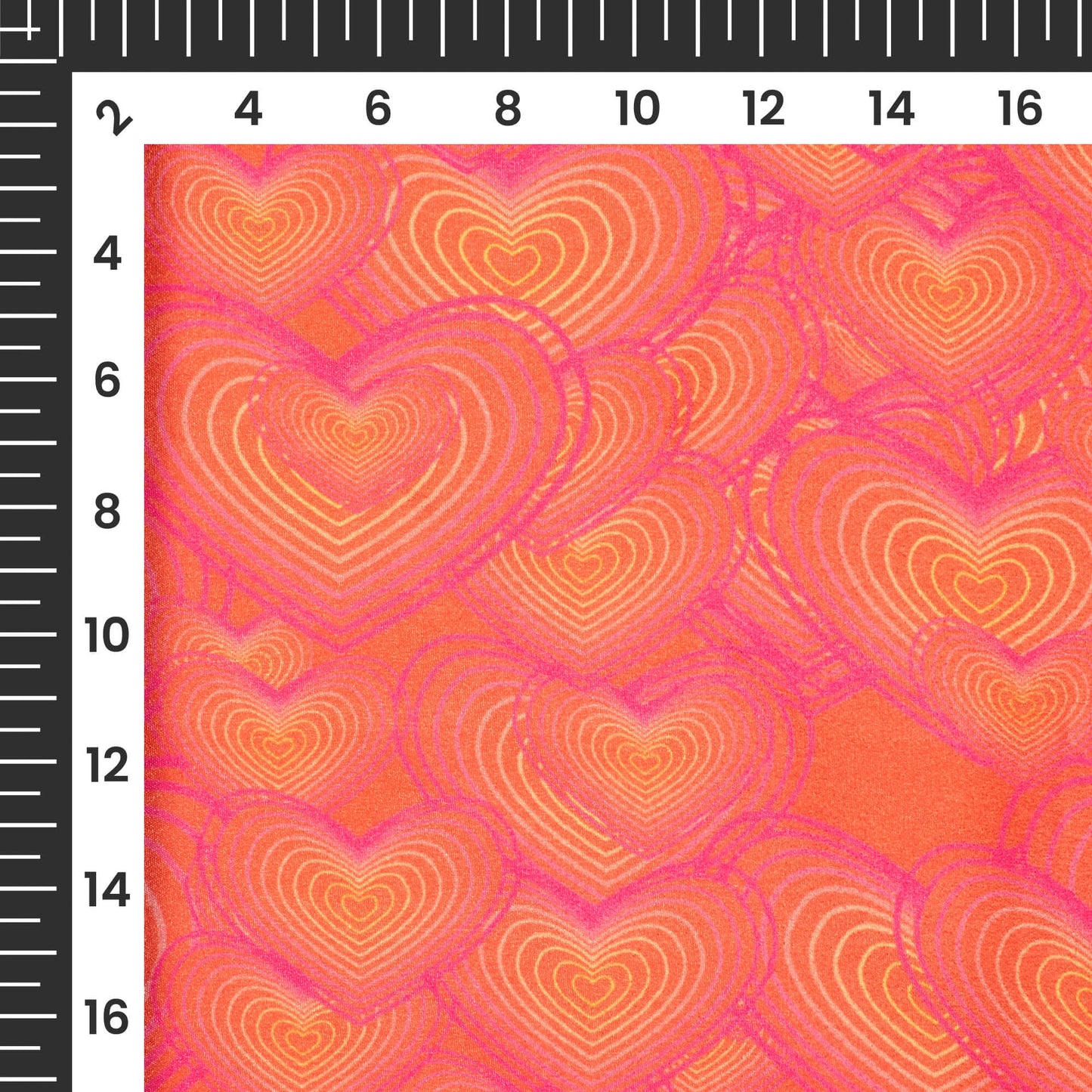 Geometric Heart Printed Crepe Silk Fabric