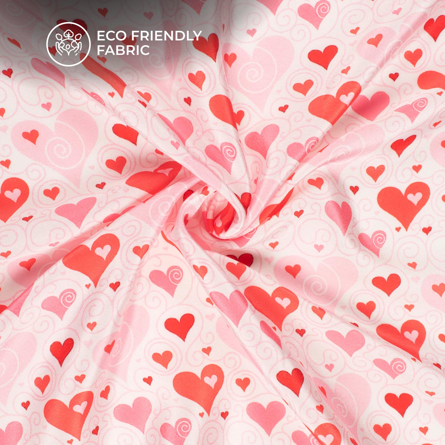 Seamless Quirky Heart Printed Crepe Silk Fabric