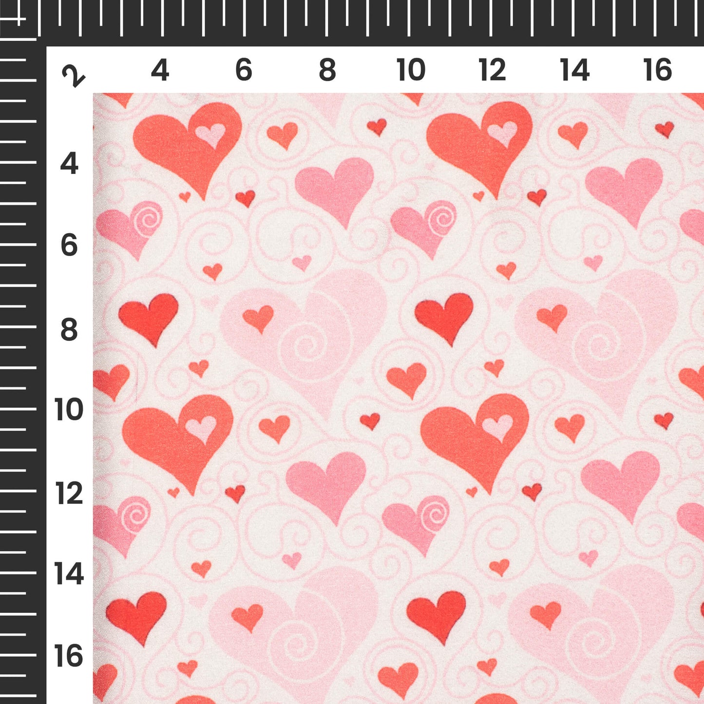 Seamless Quirky Heart Printed Crepe Silk Fabric