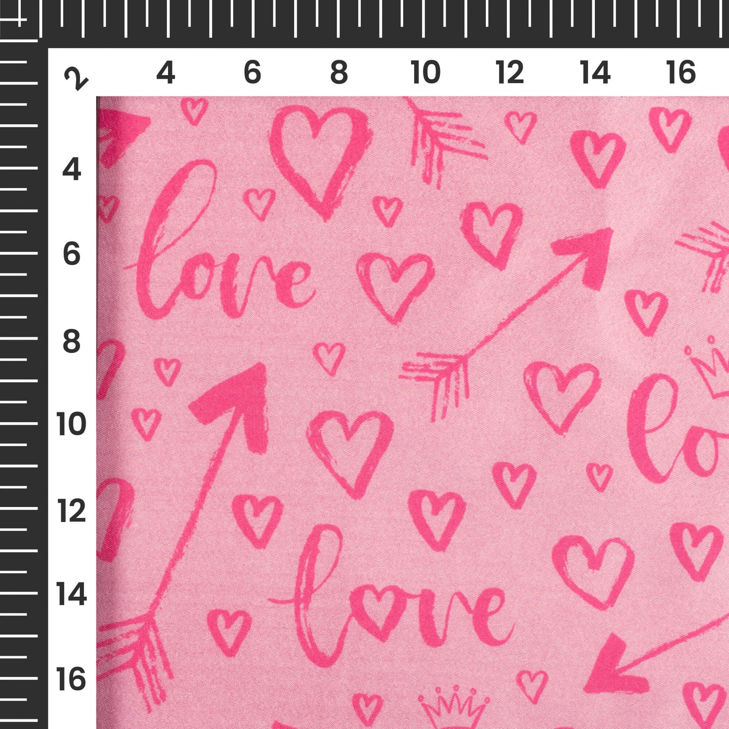 Seamless Valentine's Quirky Printed Japan Satin Fabric