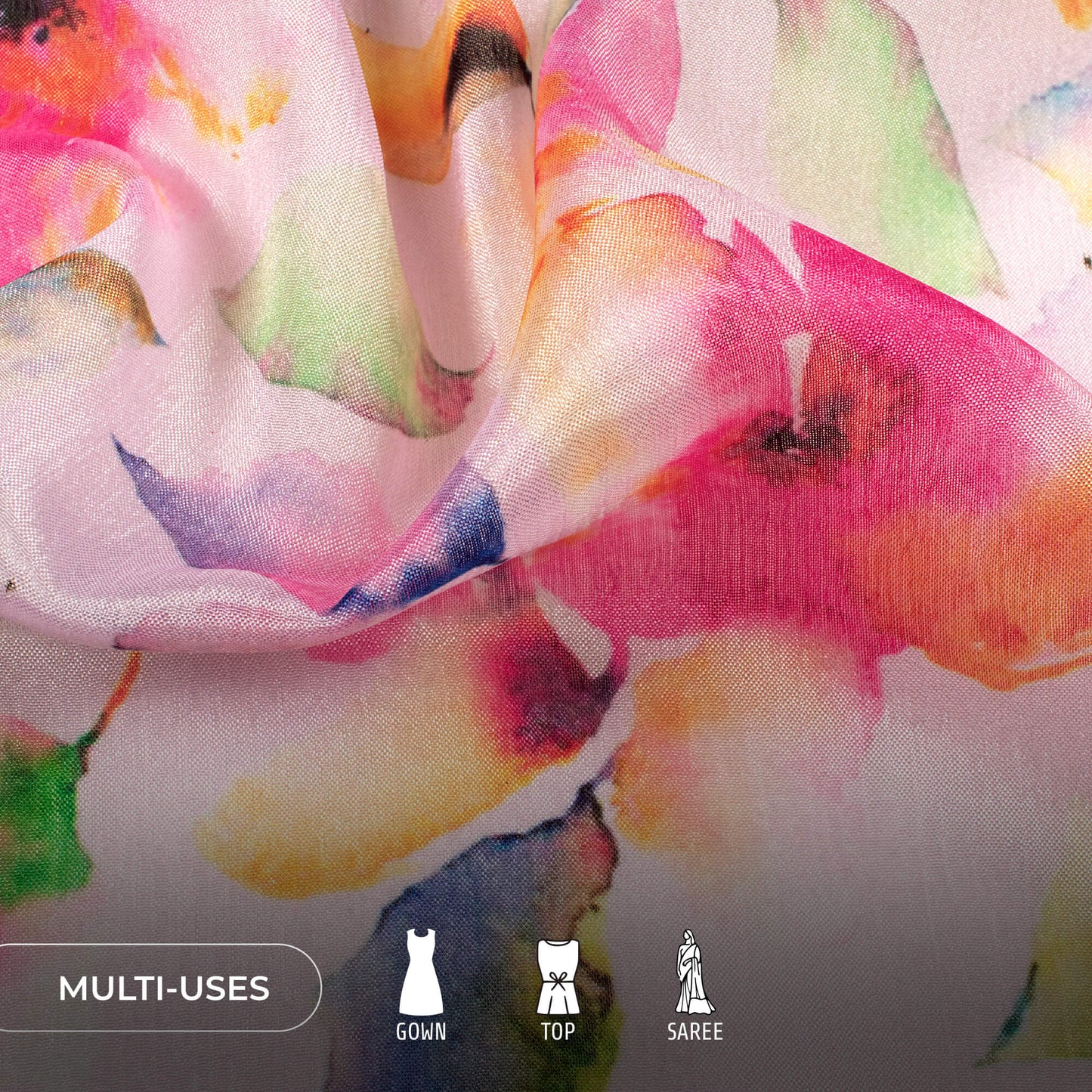 Beautiful Floral Digital Print Poly Chinnon Chiffon Fabric