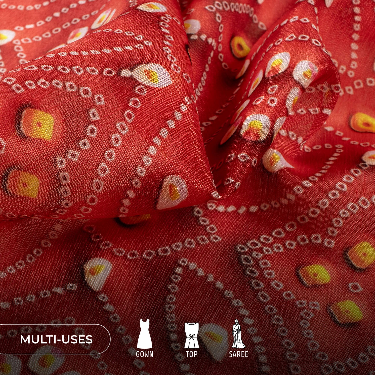 Exclusive Bandhanii Digital Print Poly Chinnon Chiffon Fabric