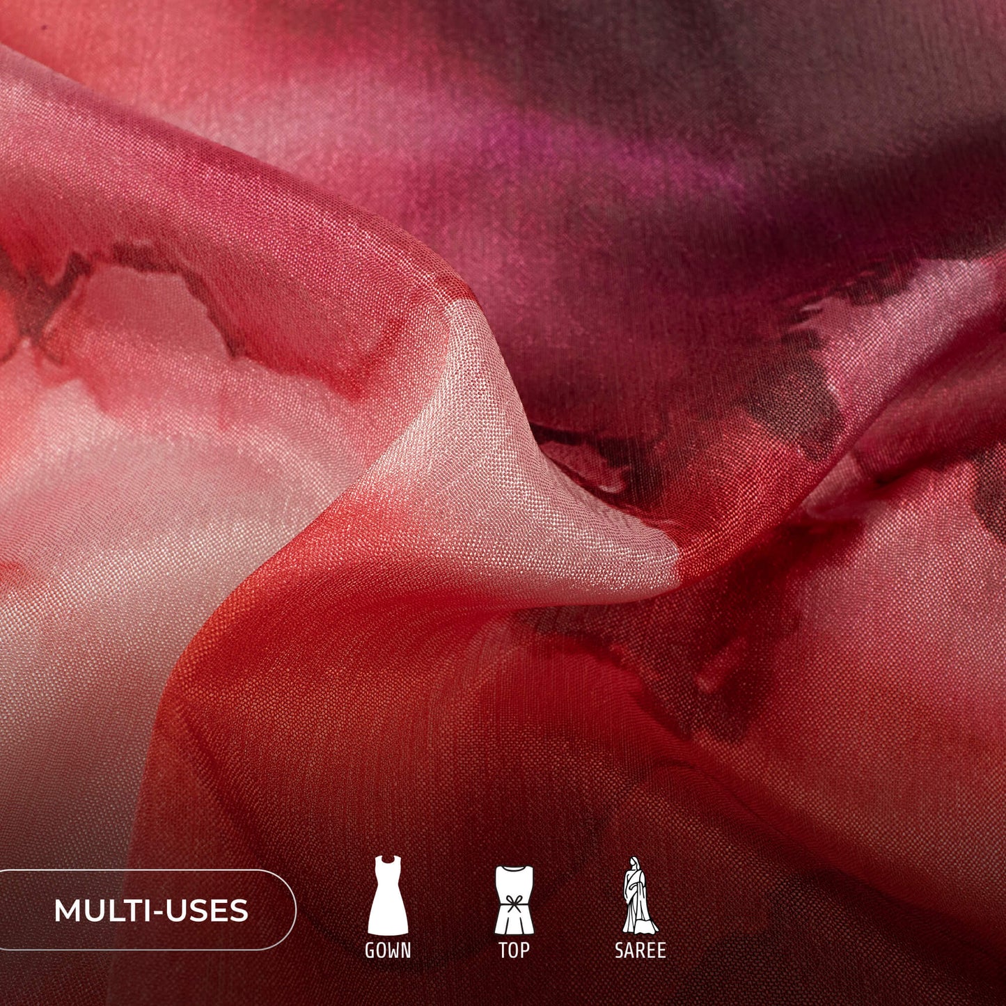 Stunning Tye And Dye Digital Print Poly Chinnon Chiffon Fabric