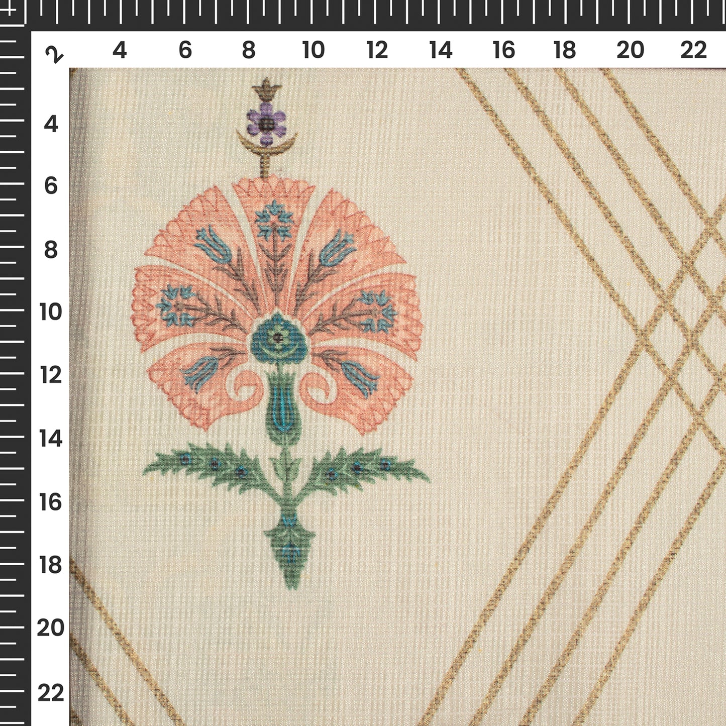 Vintage Floral Digital Print Kota Doria Fabric