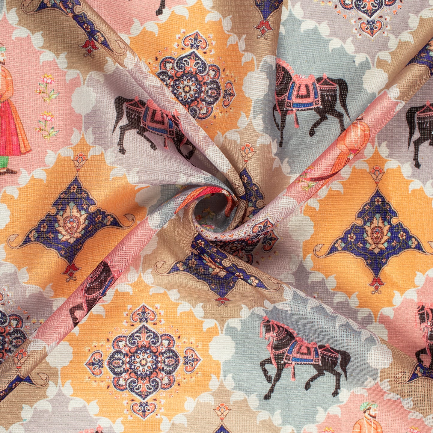 Exclusive Mugal Digital Print Kota Doria Fabric