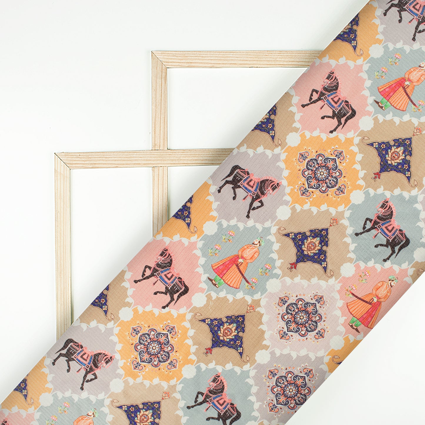 Exclusive Mugal Digital Print Kota Doria Fabric