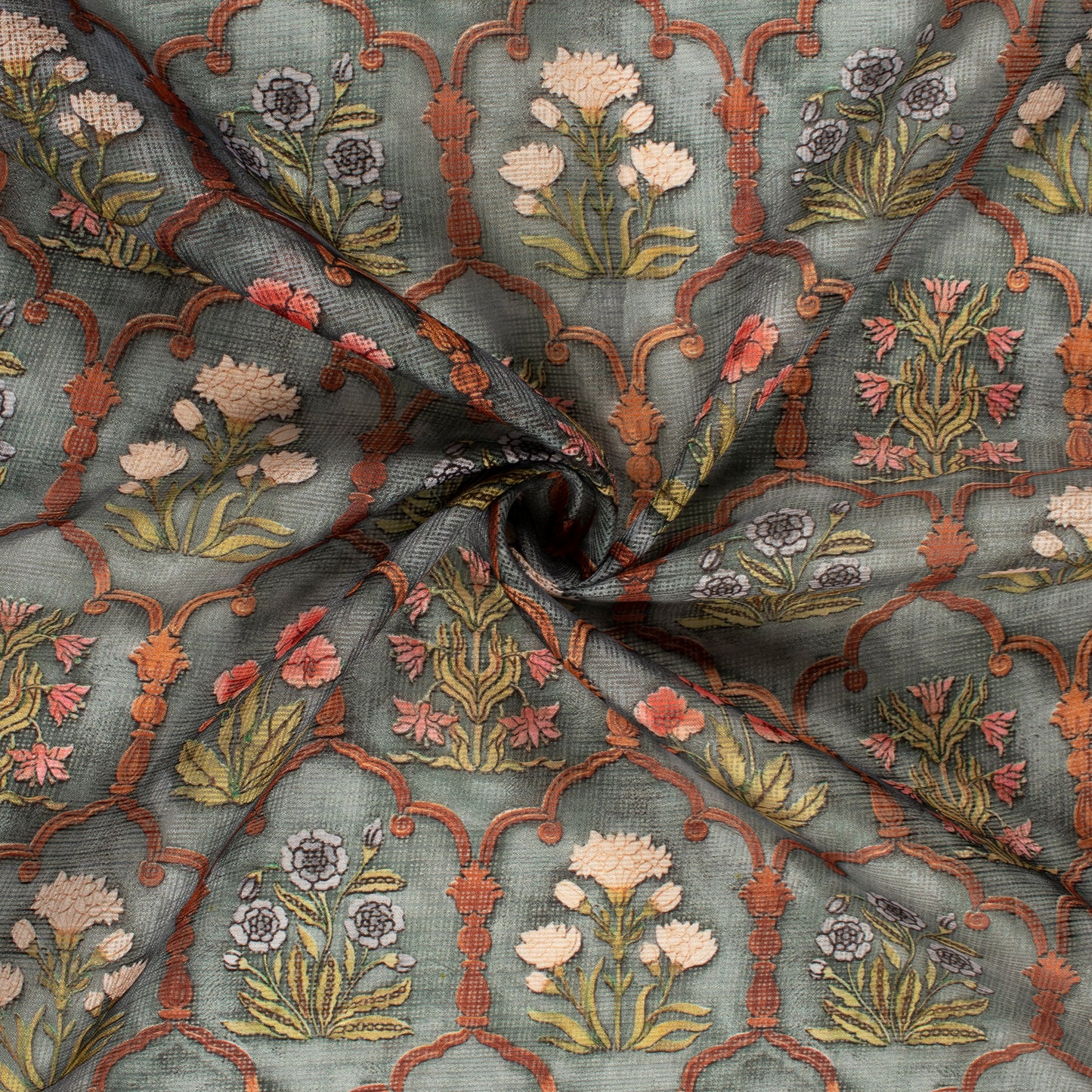 Trendy Ethnic Digital Print Kota Doria fabric