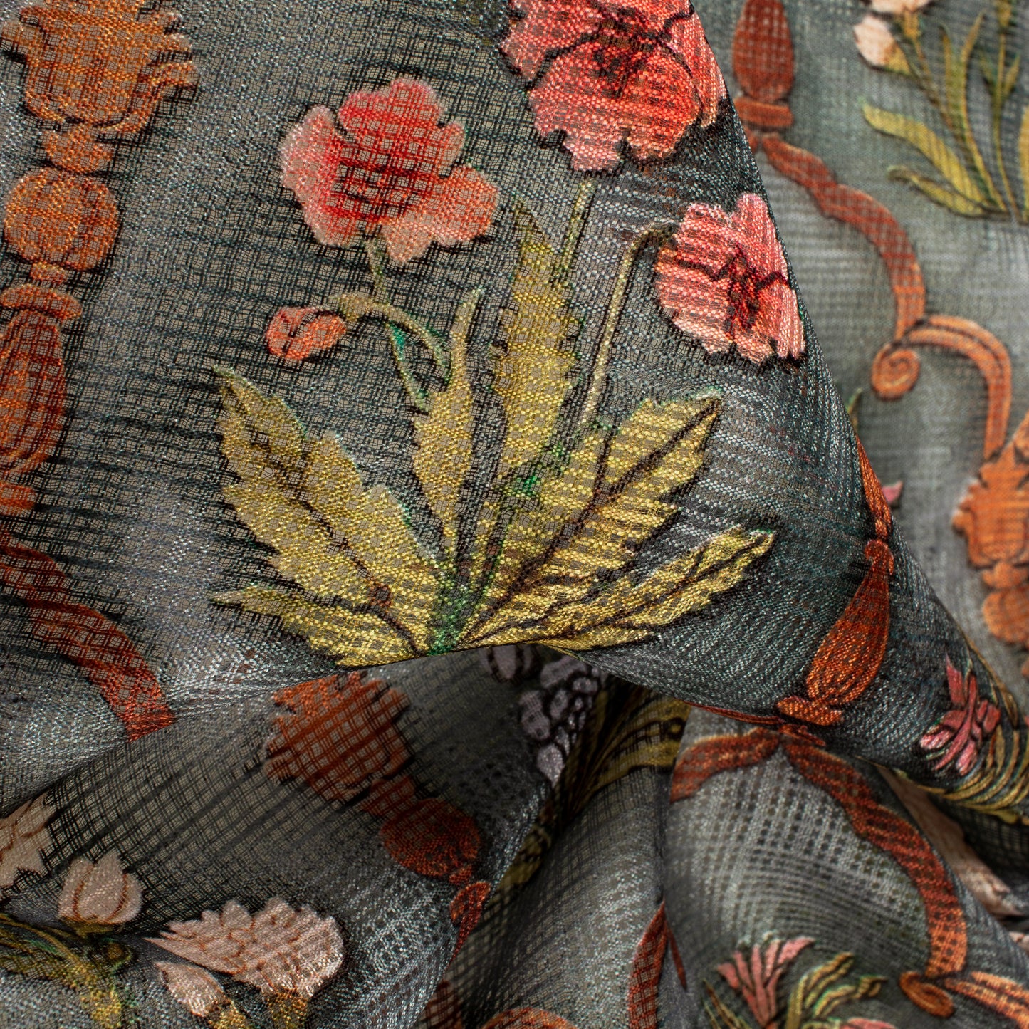 Trendy Ethnic Digital Print Kota Doria fabric