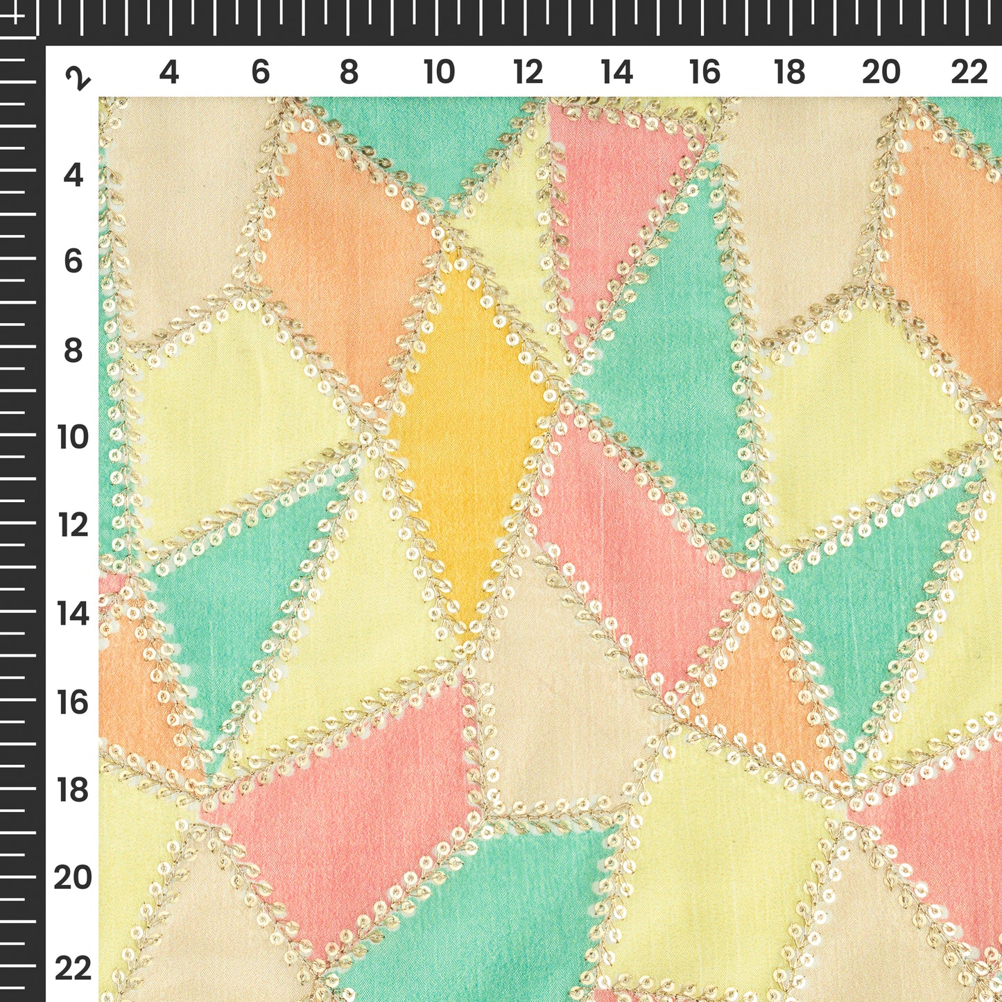Exclusive Abstract Position Print On Sequins Embroidery Chinnon Chiffon Fabric