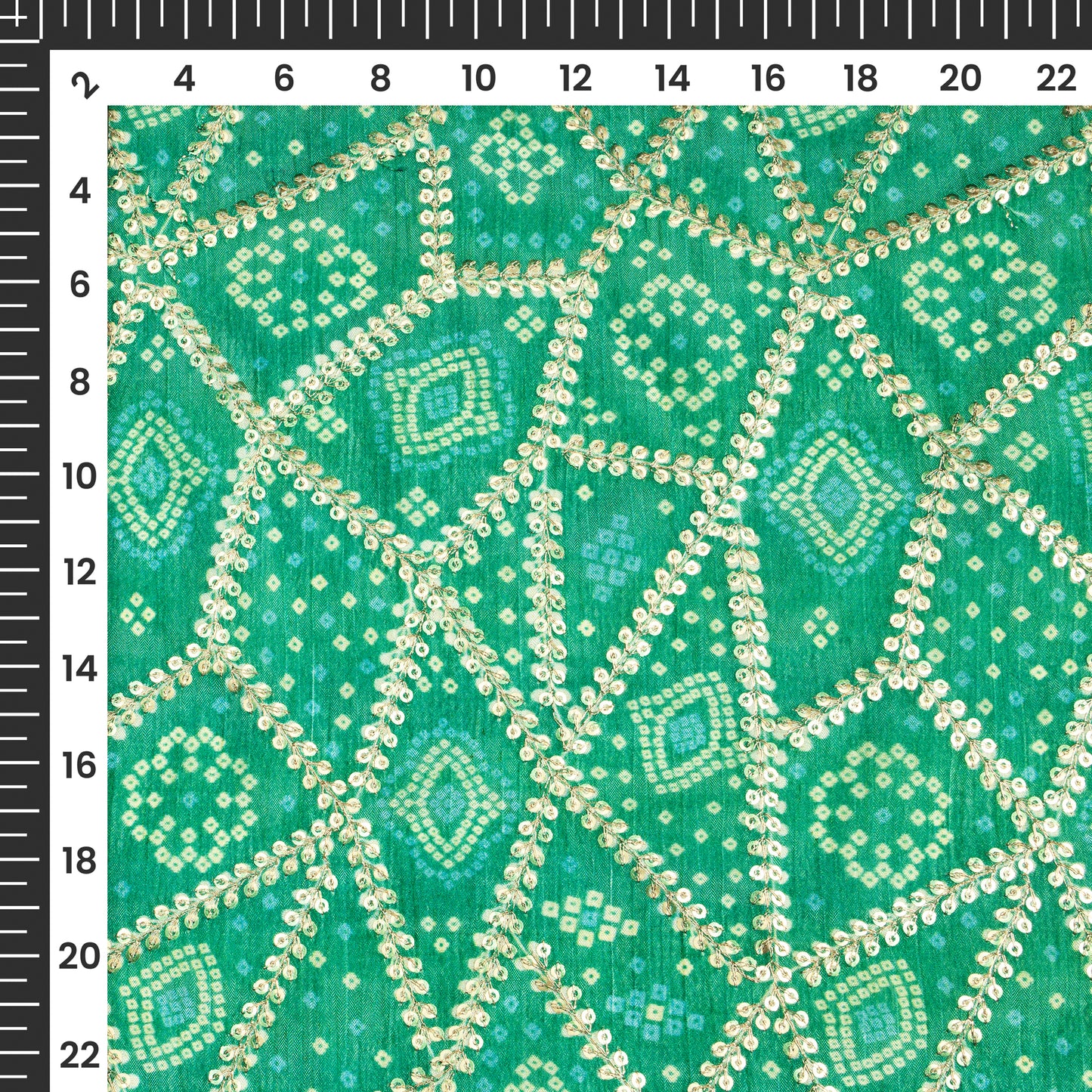 Trendy Bandhanii Position Print On Sequins Embroidery Chinnon Chiffon Fabric
