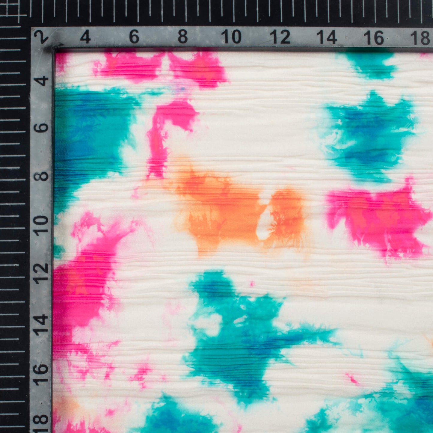 Oat Beige And Hot Pink Tye And Dye Pattern Digital Print BSY Crepe Pleated Fabric