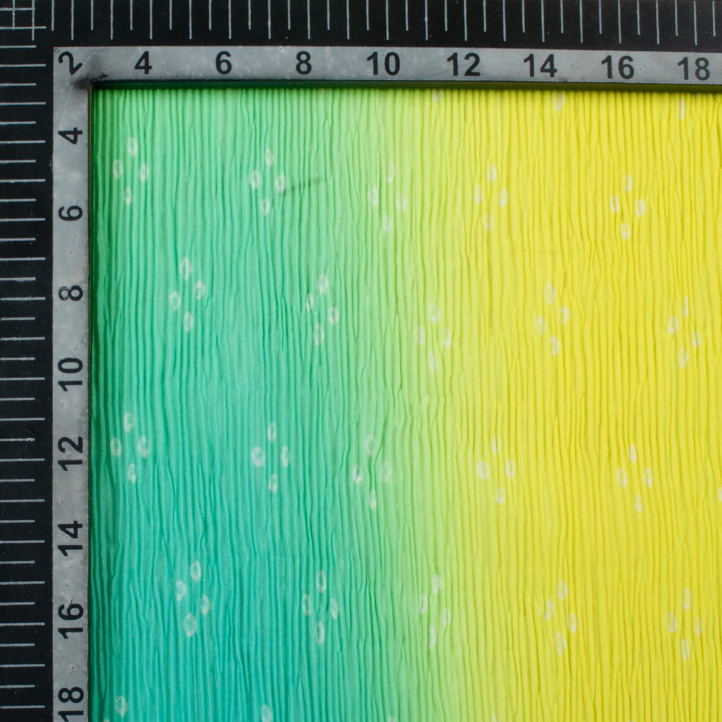 Sea Green And Lime Green Ombre Pattern Digital Print Georgette Pleated Fabric