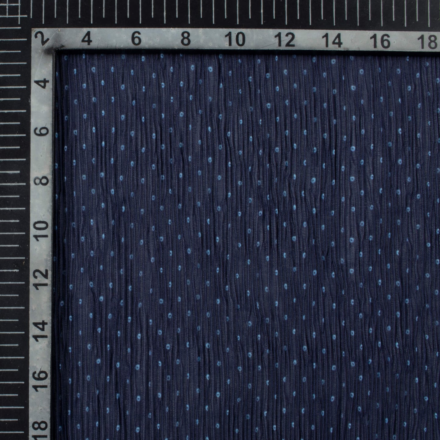 Navy Blue Bandhanii Pattern Digital Print Georgette Pleated Fabric