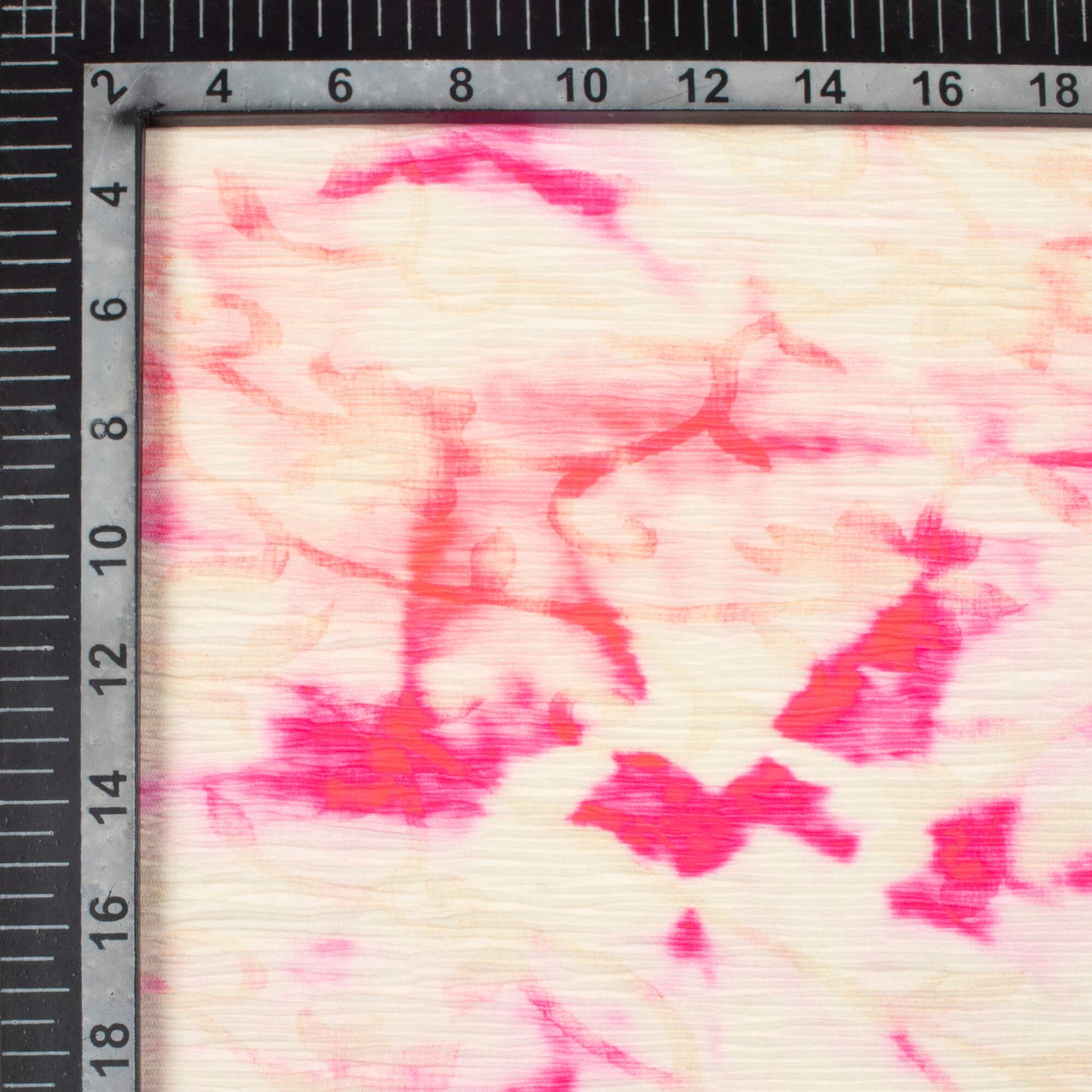 Deep Pink And Beige Tye And Dye Pattern Digital Print BSY Crepe Pleated Fabric