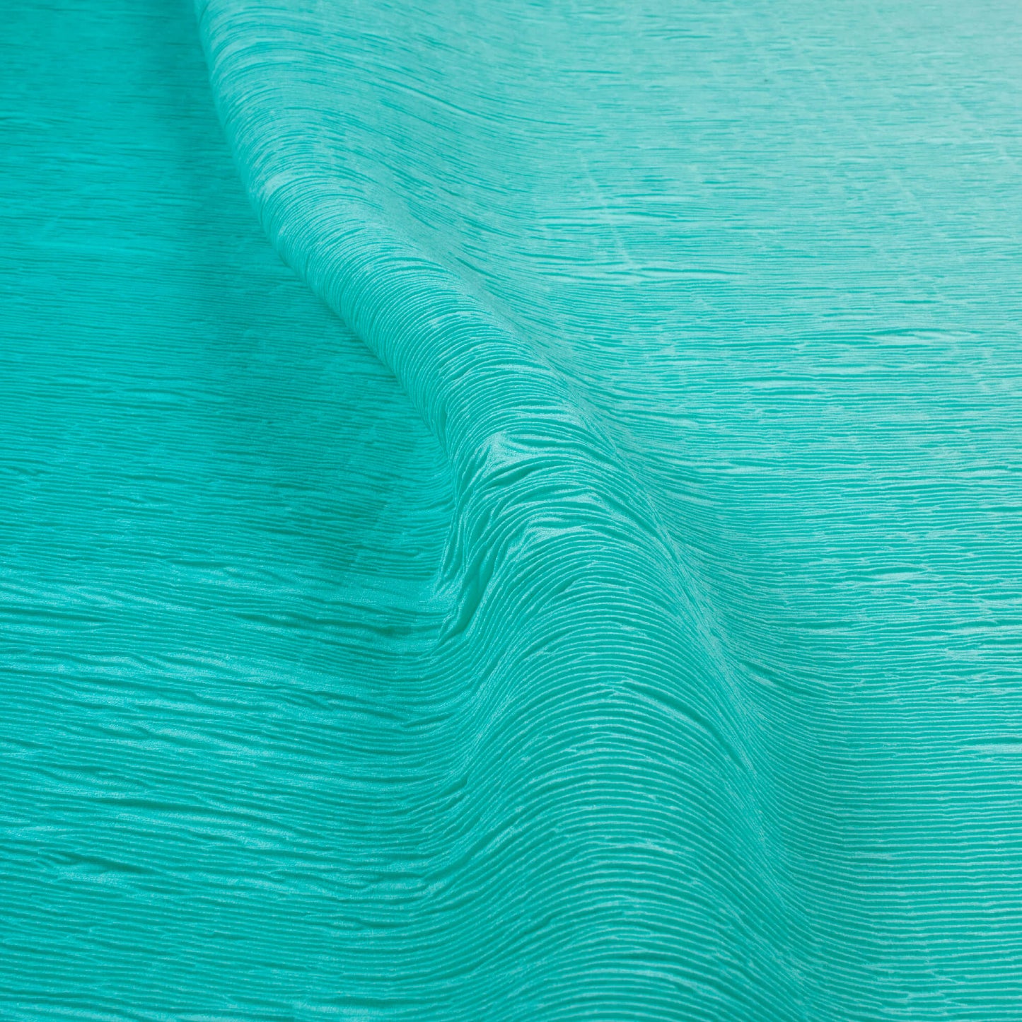 Ocean Blue Ombre Pattern Digital Print Crepe Satin Pleated Fabric