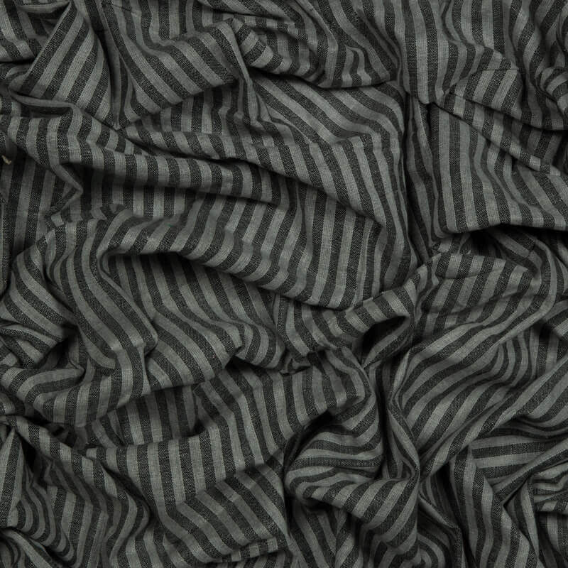 Black And Grey Stripes Pattern Yarn Dyed Cotton Fabric - Fabcurate