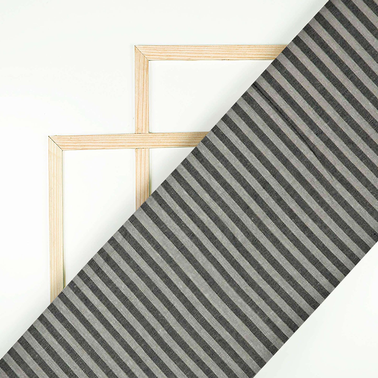 Black And Grey Stripes Pattern Yarn Dyed Cotton Fabric - Fabcurate