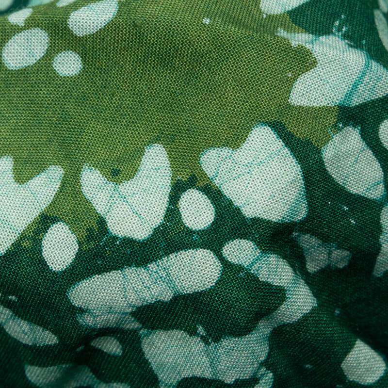 Bottle Green Floral Pattern Kutch Wax Batik Handblock Rayon Fabric - Fabcurate