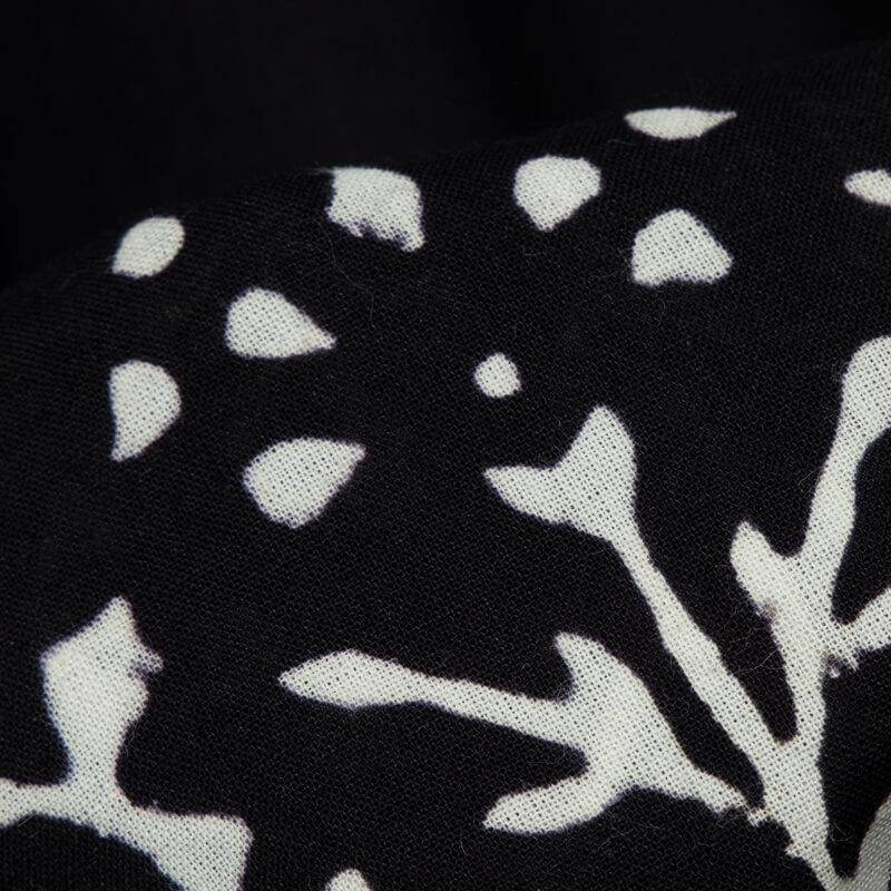 Black Monochrome Ethnic Pattern Handblock Cotton Fabric