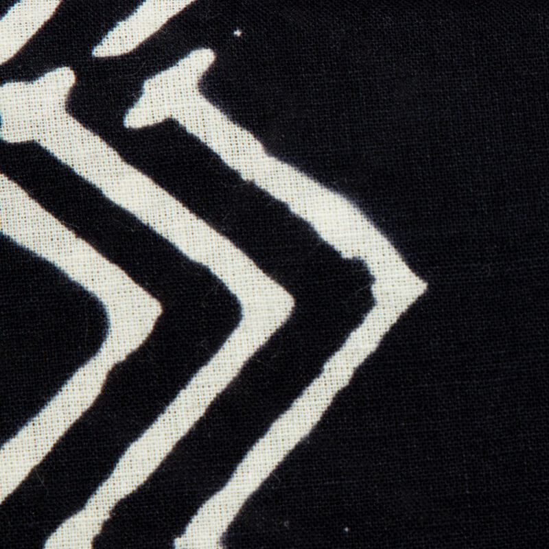 Black Monochrome Chevron Pattern Handblock Cotton Fabric - Fabcurate