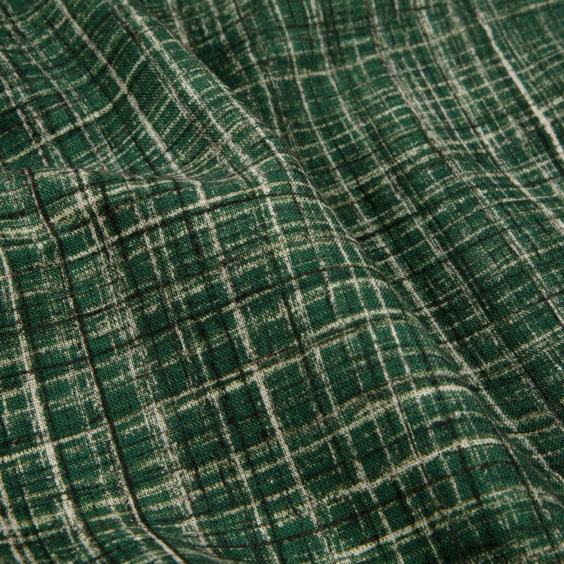 Green Brush Ajrakh Handblock Cotton Fabric - Fabcurate