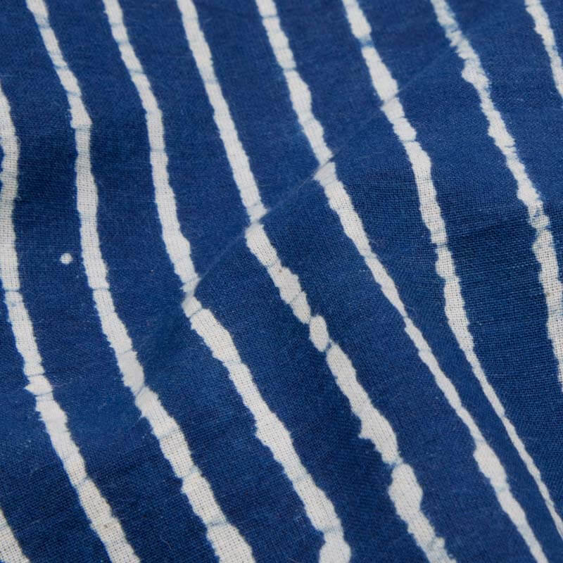 Indigo Stripes Pattern Handblock Cotton Fabric - Fabcurate