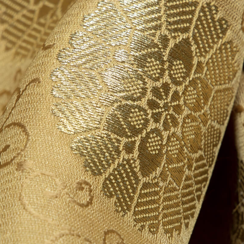 Beige Banarasi Floral Pattern Zari Jacquard Taffeta Silk Fabric